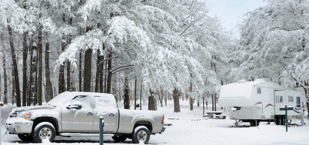 winter camping at Woodchip Campground in Byron Center MI